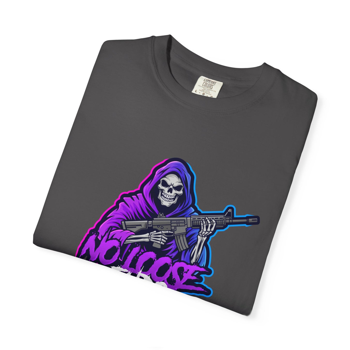 NLE First edition - Unisex Garment-Dyed T-shirt with Grim Reaper Design, Trendy Graphic Tee, Perfect Gift, Halloween Apparel, Casual Style