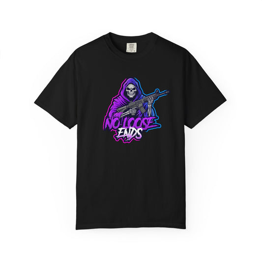 NLE First edition - Unisex Garment-Dyed T-shirt with Grim Reaper Design, Trendy Graphic Tee, Perfect Gift, Halloween Apparel, Casual Style