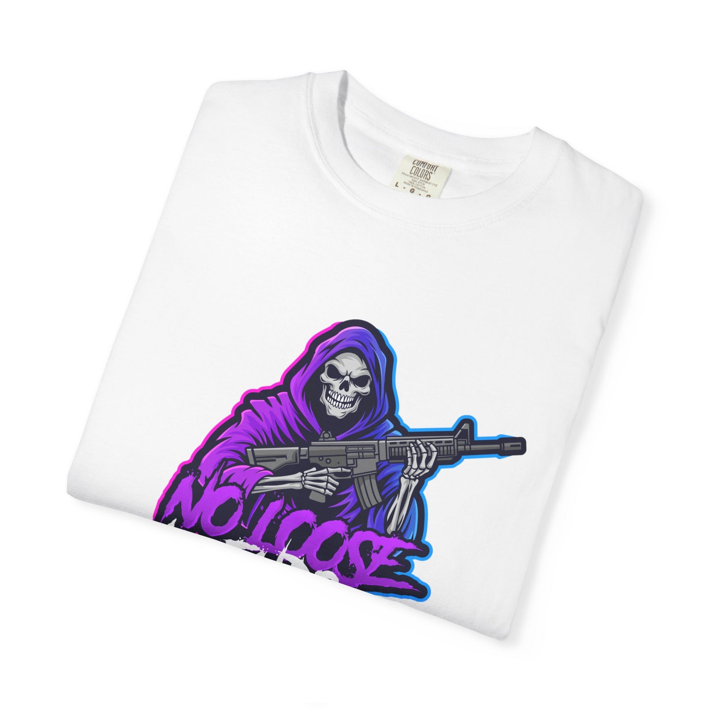 NLE First edition - Unisex Garment-Dyed T-shirt with Grim Reaper Design, Trendy Graphic Tee, Perfect Gift, Halloween Apparel, Casual Style