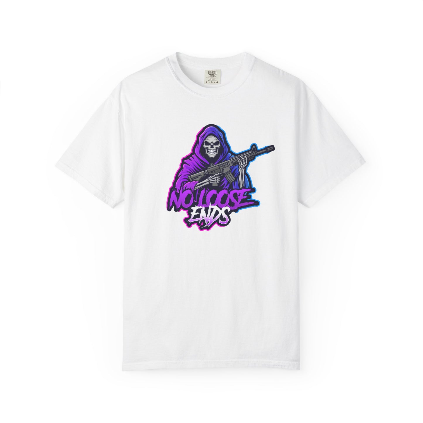 NLE First edition - Unisex Garment-Dyed T-shirt with Grim Reaper Design, Trendy Graphic Tee, Perfect Gift, Halloween Apparel, Casual Style