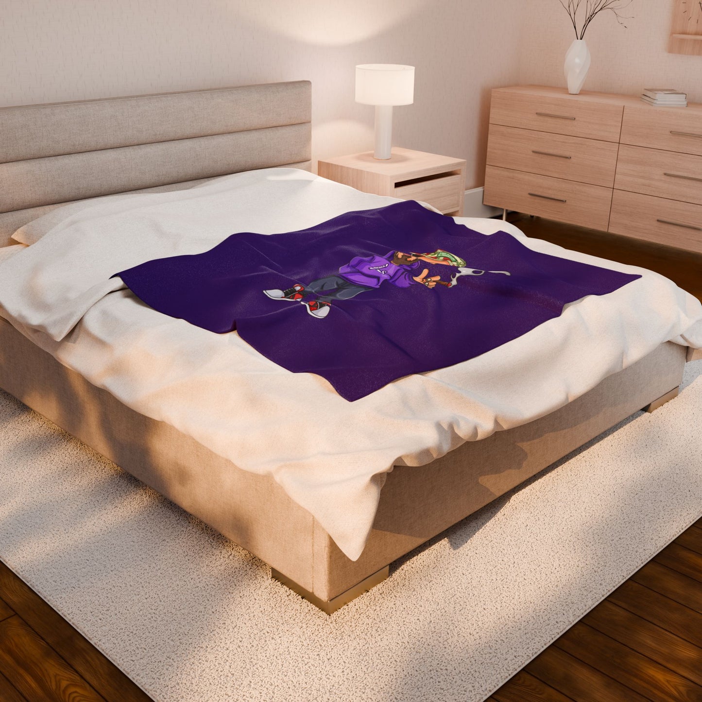 LuckyL7 Blanket - Cozy Velveteen Plush Blanket featuring Stylish Cartoon Design, Perfect for Home Decor, Great Gift Idea, Ideal for Relaxing or Media Room