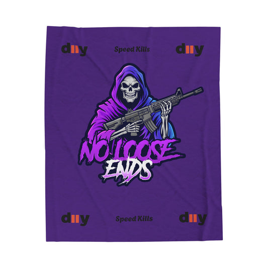 No Loose Ends Blanket - Grim Reaper Velveteen Plush Blanket, Cozy Throw Blanket, Halloween Decor, Spooky Gift, Soft Fleece Blanket, Unique Home Accent