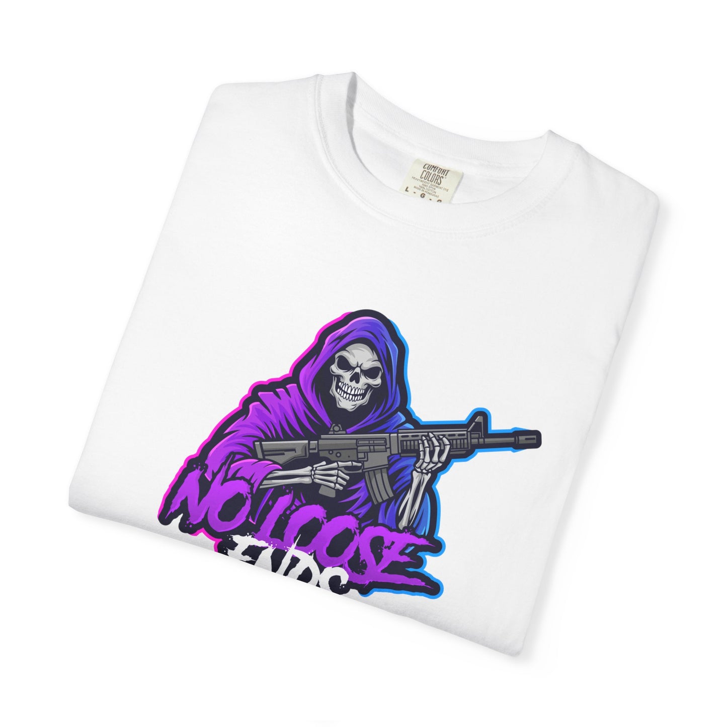 NLE First edition - Unisex Garment-Dyed T-shirt with Grim Reaper Design, Trendy Graphic Tee, Perfect Gift, Halloween Apparel, Casual Style