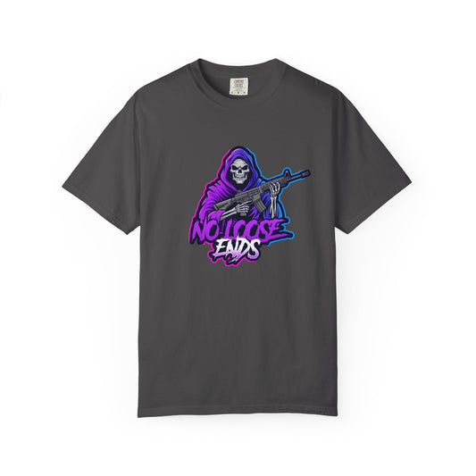 NLE First edition - Unisex Garment-Dyed T-shirt with Grim Reaper Design, Trendy Graphic Tee, Perfect Gift, Halloween Apparel, Casual Style