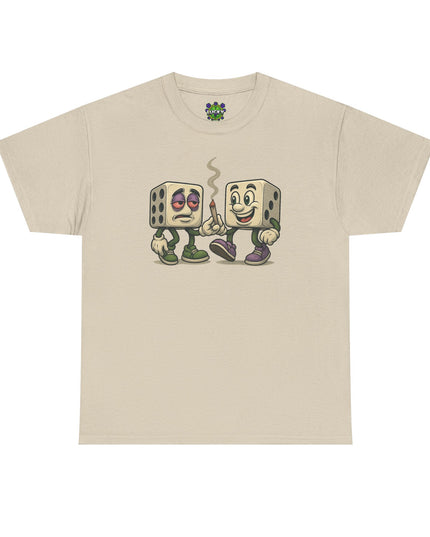 Dice Buddies Graphic Tee — Vintage Cartoon Dice Characters Smoking