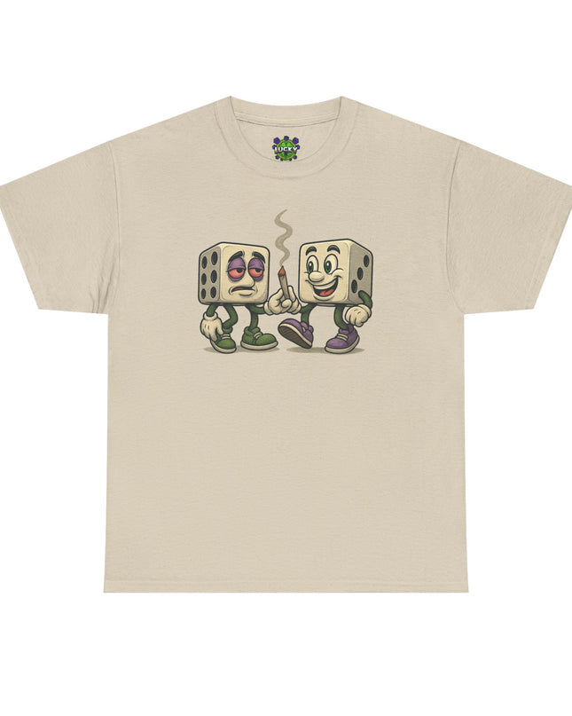 Dice Buddies Graphic Tee — Vintage Cartoon Dice Characters Smoking