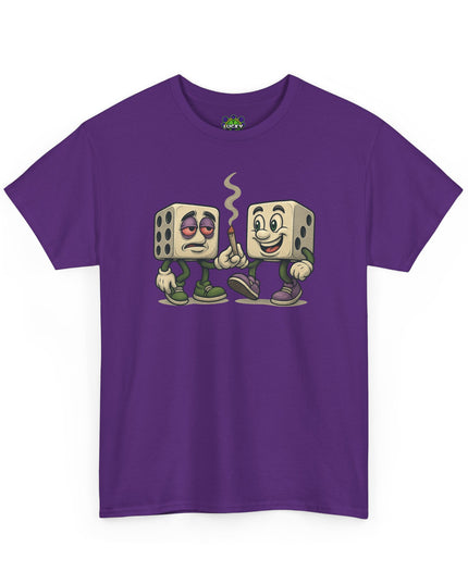 Dice Buddies Graphic Tee — Vintage Cartoon Dice Characters Smoking