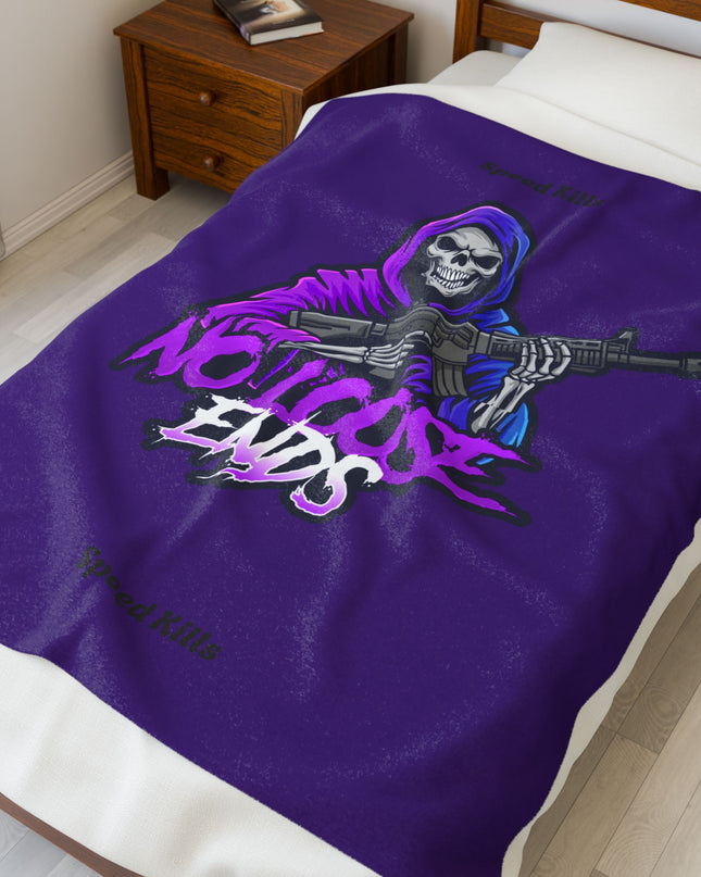 No Loose Ends Blanket - Grim Reaper Velveteen Plush Blanket, Cozy Throw Blanket, Halloween Decor, Spooky Gift, Soft Fleece Blanket, Unique Home Accent