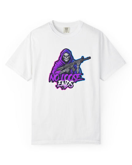 NLE First edition - Unisex Garment-Dyed T-shirt with Grim Reaper Design, Trendy Graphic Tee, Perfect Gift, Halloween Apparel, Casual Style