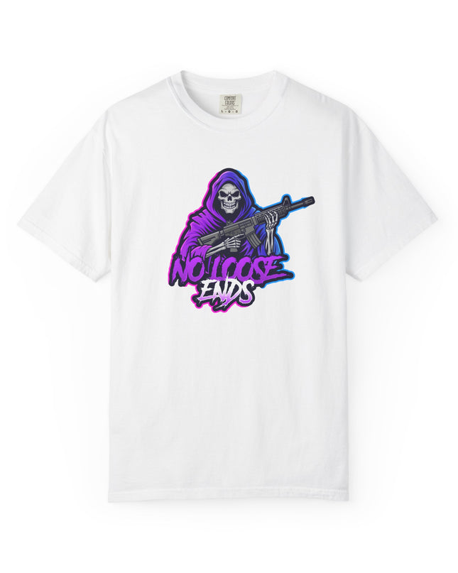 NLE First edition - Unisex Garment-Dyed T-shirt with Grim Reaper Design, Trendy Graphic Tee, Perfect Gift, Halloween Apparel, Casual Style