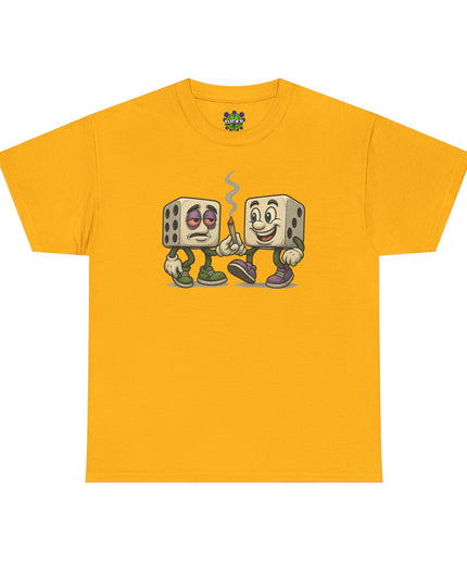 Dice Buddies Graphic Tee — Vintage Cartoon Dice Characters Smoking