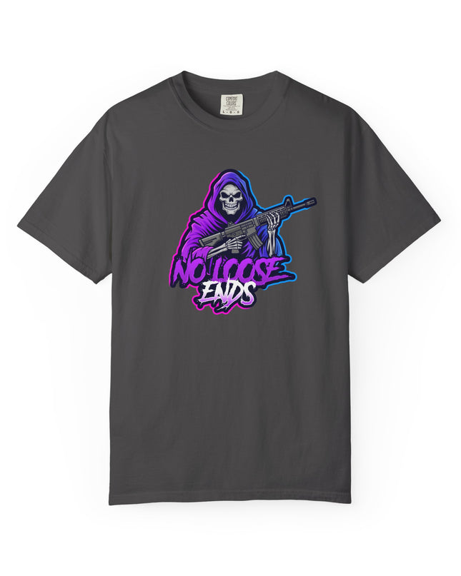 NLE First edition - Unisex Garment-Dyed T-shirt with Grim Reaper Design, Trendy Graphic Tee, Perfect Gift, Halloween Apparel, Casual Style