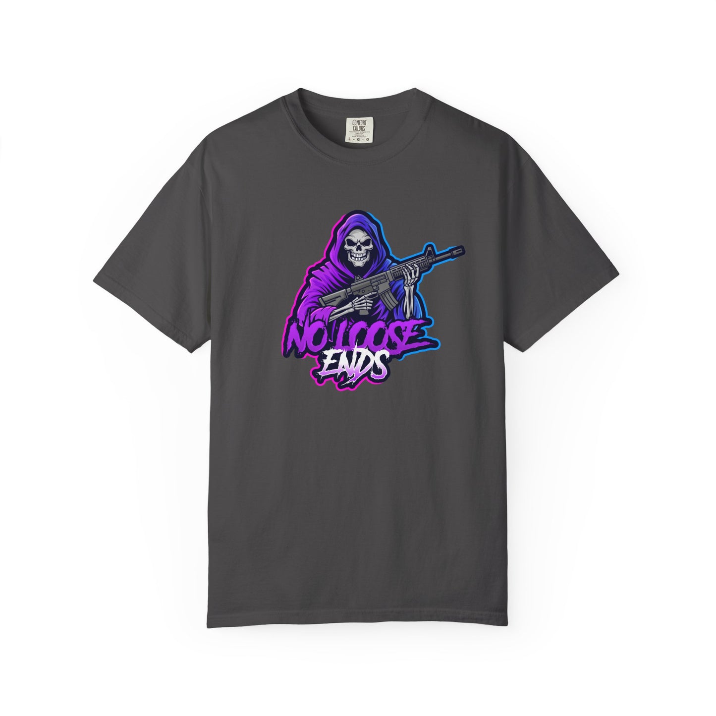 NLE First edition - Unisex Garment-Dyed T-shirt with Grim Reaper Design, Trendy Graphic Tee, Perfect Gift, Halloween Apparel, Casual Style
