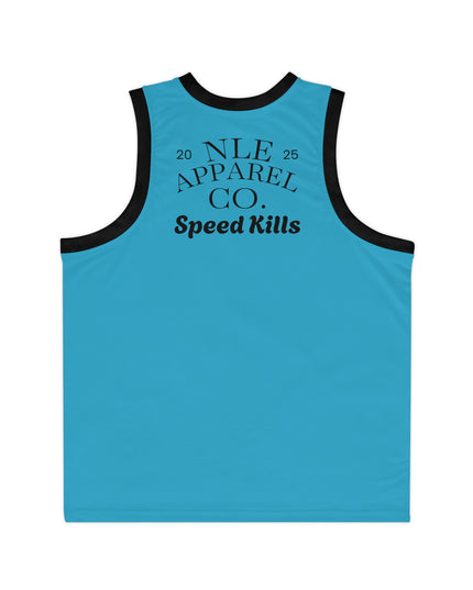 NLE Apparel Co. Jersey (Turquoise) - Unisex Basketball Jersey with Grim Reaper Design, Streetwear, Sports Apparel, Gift for Athletes, Casual Wear, Halloween, Halloween Costume