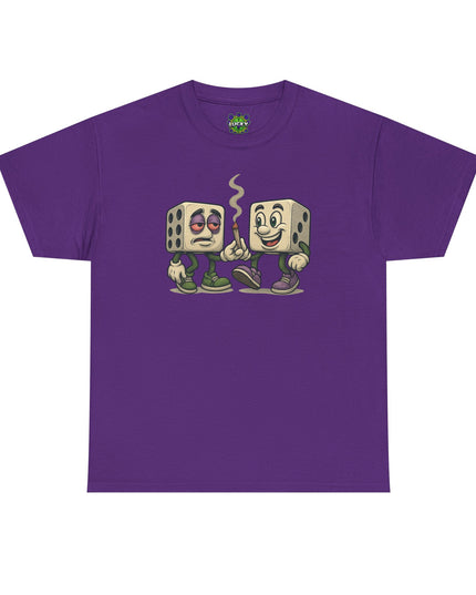 Dice Buddies Graphic Tee — Vintage Cartoon Dice Characters Smoking