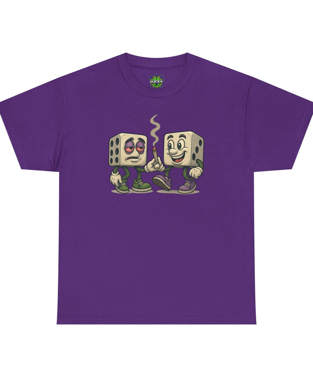 Dice Buddies Graphic Tee — Vintage Cartoon Dice Characters Smoking