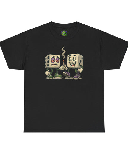 Dice Buddies Graphic Tee — Vintage Cartoon Dice Characters Smoking