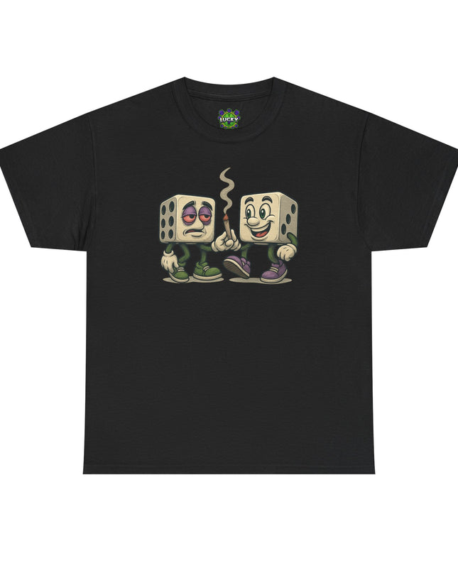 Dice Buddies Graphic Tee — Vintage Cartoon Dice Characters Smoking