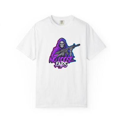 NLE First edition - Unisex Garment-Dyed T-shirt with Grim Reaper Design, Trendy Graphic Tee, Perfect Gift, Halloween Apparel, Casual Style