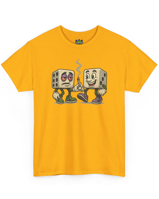Dice Buddies Graphic Tee — Vintage Cartoon Dice Characters Smoking