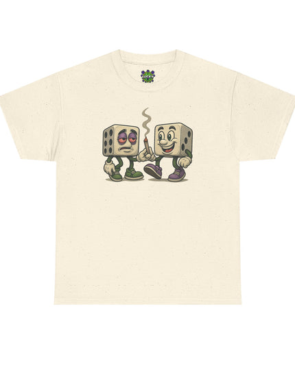 Dice Buddies Graphic Tee — Vintage Cartoon Dice Characters Smoking