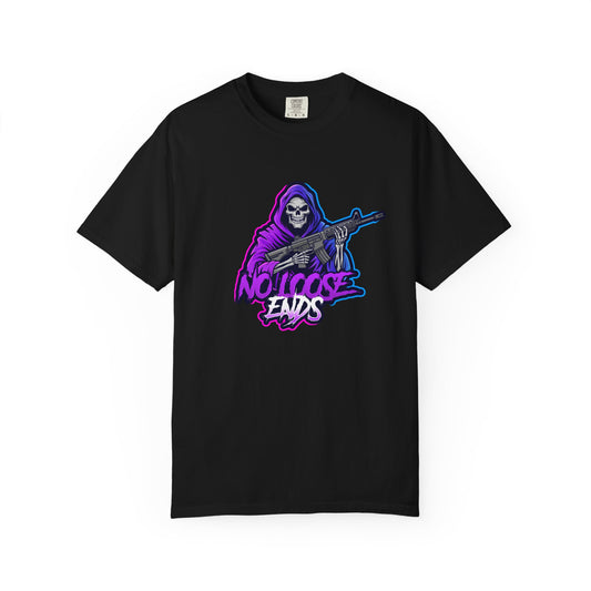 NLE First edition - Unisex Garment-Dyed T-shirt with Grim Reaper Design, Trendy Graphic Tee, Perfect Gift, Halloween Apparel, Casual Style