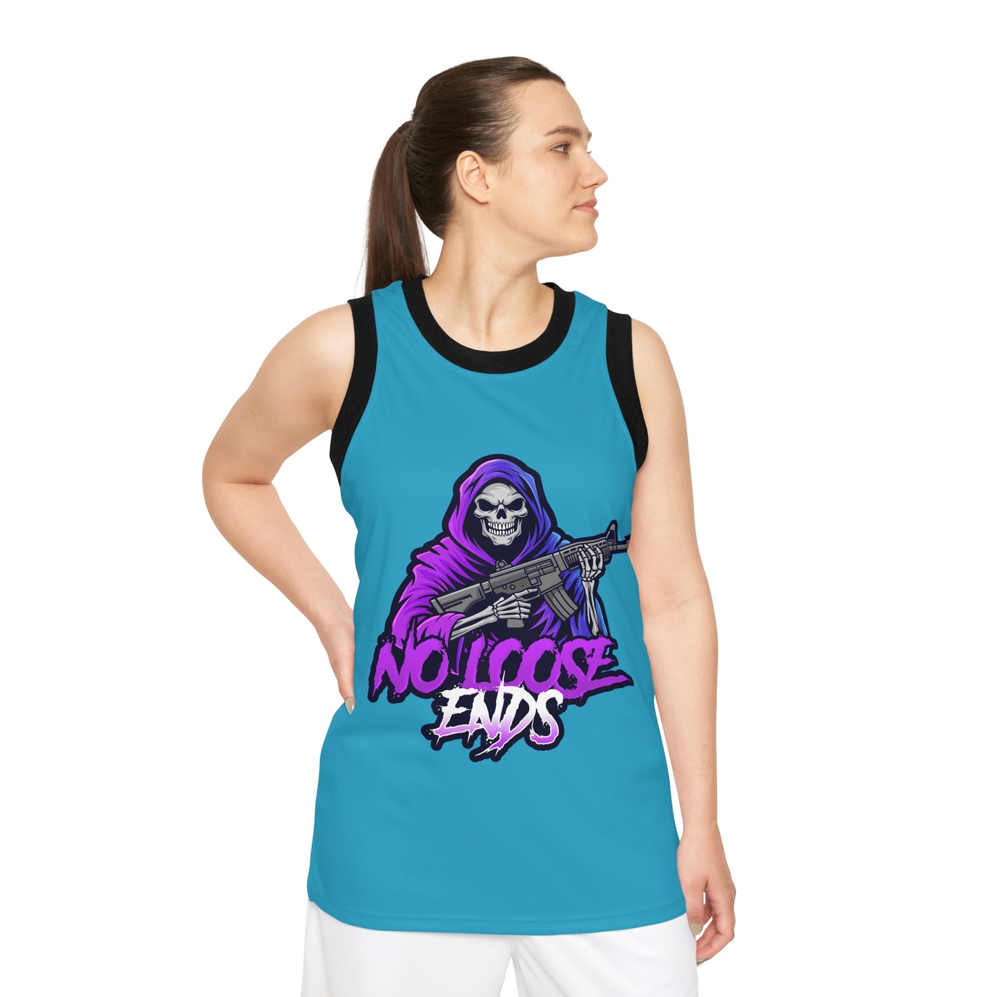 NLE Apparel Co. Jersey (Turquoise) - Unisex Basketball Jersey with Grim Reaper Design, Streetwear, Sports Apparel, Gift for Athletes, Casual Wear, Halloween, Halloween Costume