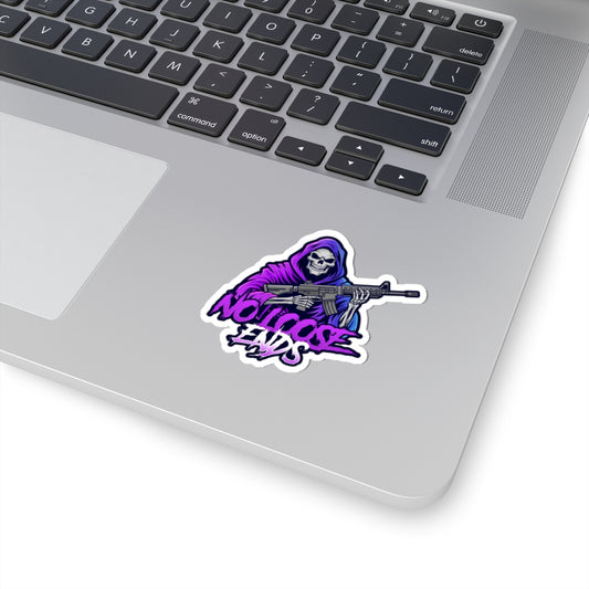 NLE- Grim Reaper Kiss-Cut Stickers, Edgy Decor for Laptops, Water Bottles, Party Favors, Halloween Gifts, No Loose Ends Art