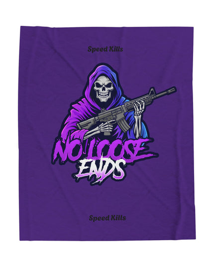 No Loose Ends Blanket - Grim Reaper Velveteen Plush Blanket, Cozy Throw Blanket, Halloween Decor, Spooky Gift, Soft Fleece Blanket, Unique Home Accent
