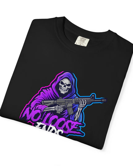 NLE First edition - Unisex Garment-Dyed T-shirt with Grim Reaper Design, Trendy Graphic Tee, Perfect Gift, Halloween Apparel, Casual Style