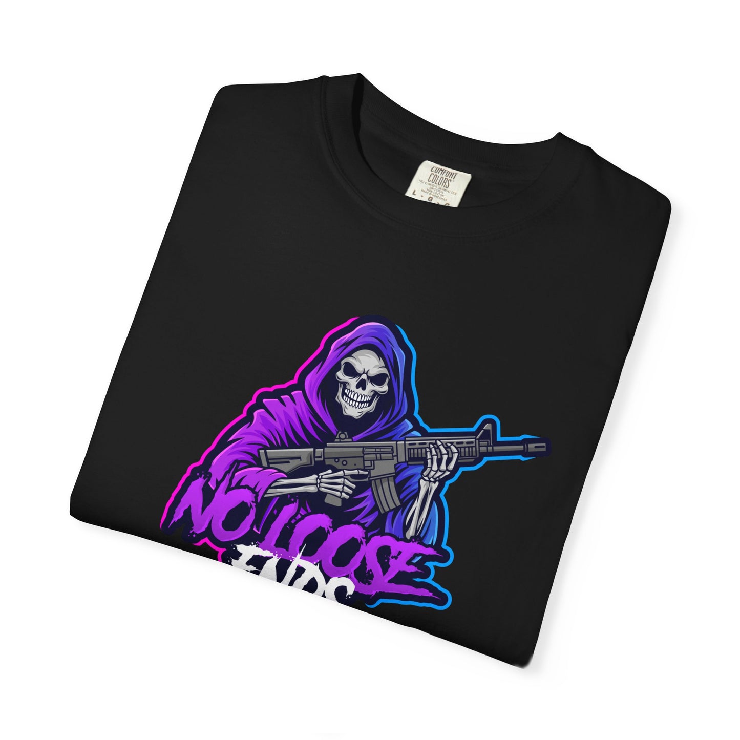 NLE First edition - Unisex Garment-Dyed T-shirt with Grim Reaper Design, Trendy Graphic Tee, Perfect Gift, Halloween Apparel, Casual Style